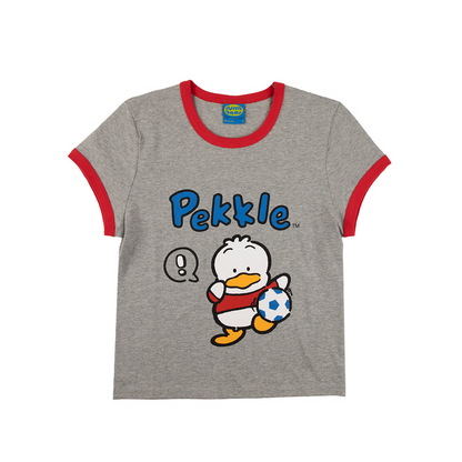 Pekkle x Dumbgood Grey Ringer Baby Tee (SMALL ONLY) Apparel BIOWORLD