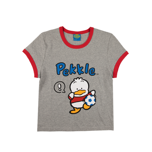 Pekkle x Dumbgood Grey Ringer Baby Tee (SMALL ONLY) Apparel BIOWORLD