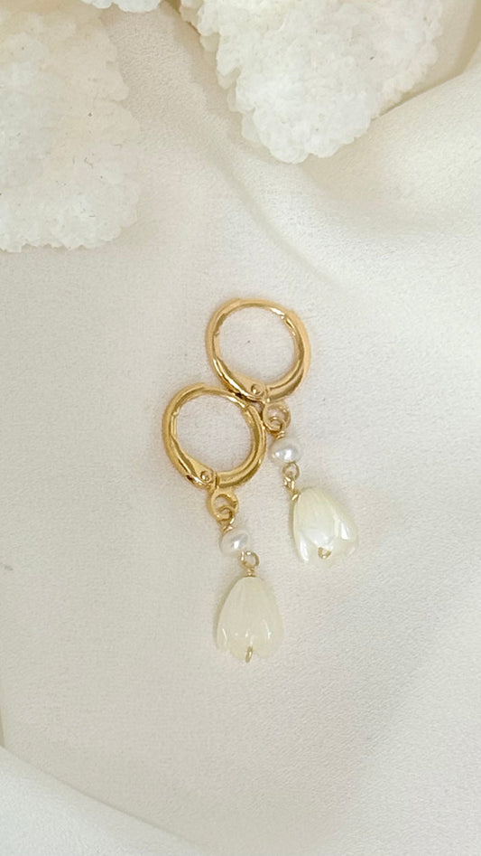 Pikake x keshi huggy earrings - 18k gf