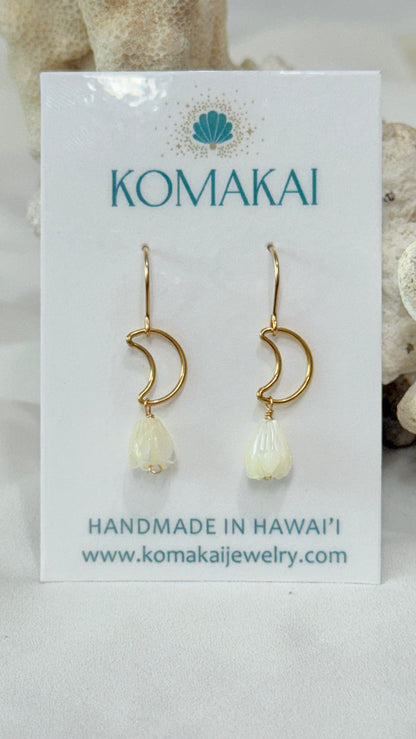 Pikake x moon earrings