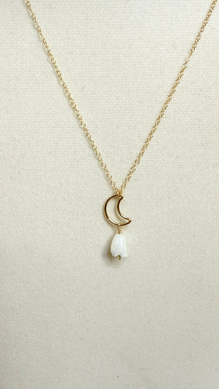 Pikake x moon necklace