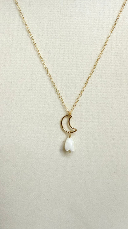 Pikake x moon necklace