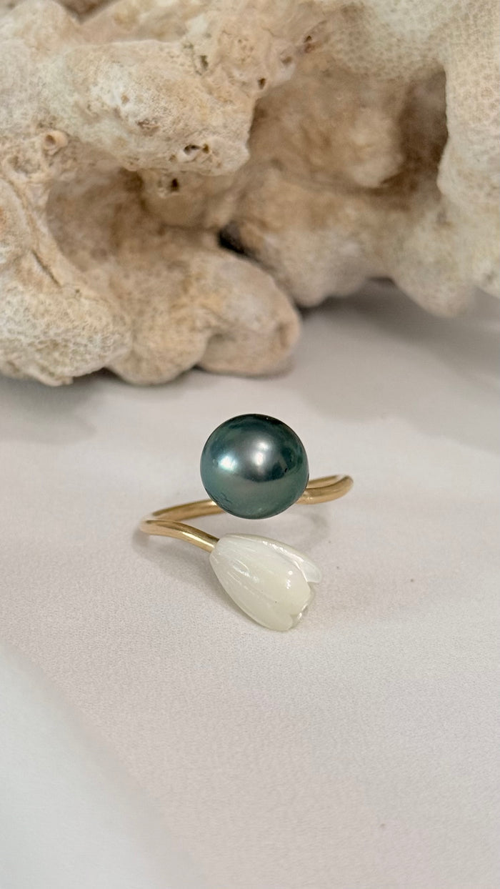 Pikake x Pearl ring
