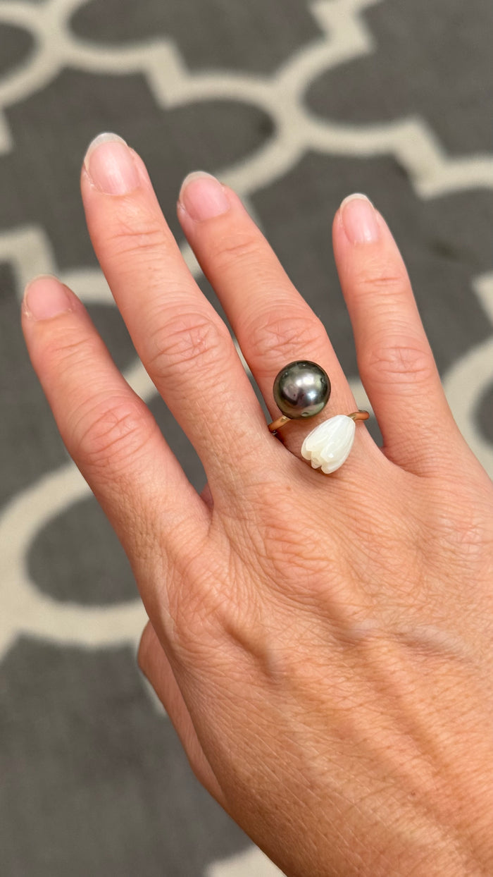 Pikake x Pearl ring