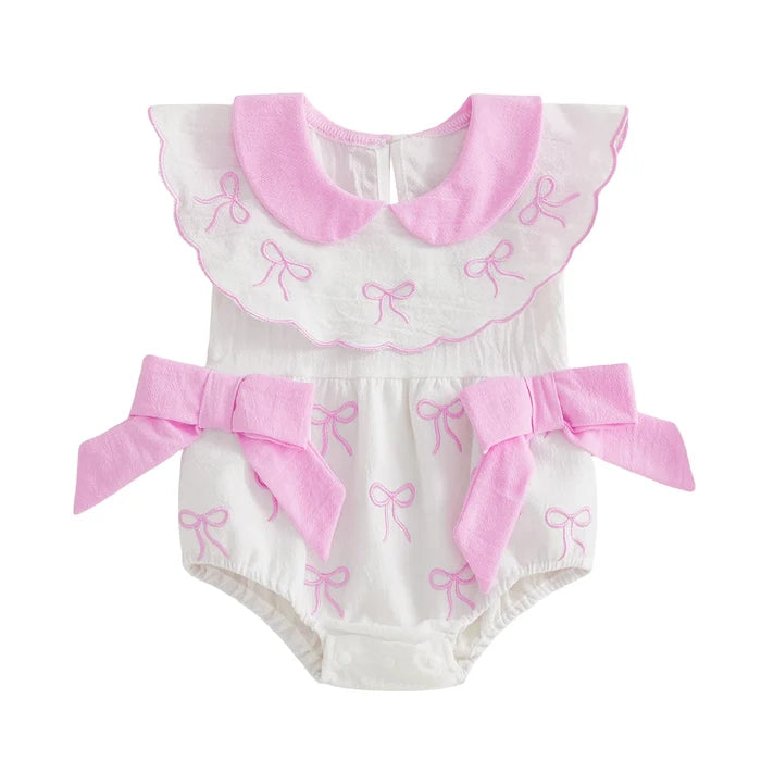 PINK BOWS Collar Romper