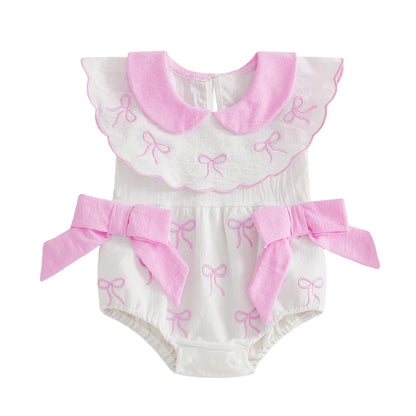 PINK BOWS Collar Romper