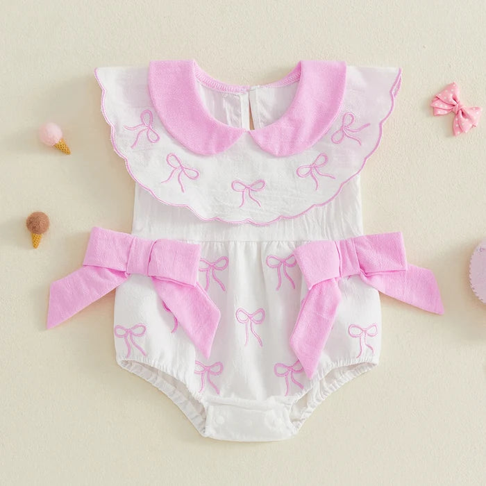 PINK BOWS Collar Romper