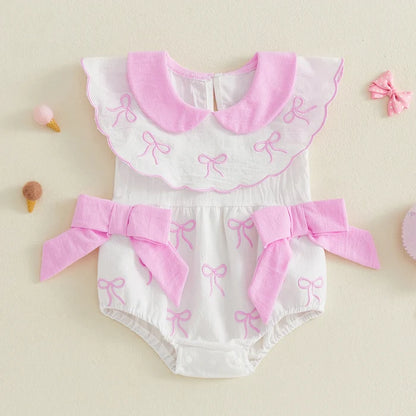 PINK BOWS Collar Romper