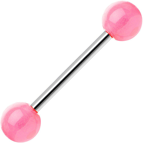 Pink GLOW-n-DARK Barbell Tongue Ring
