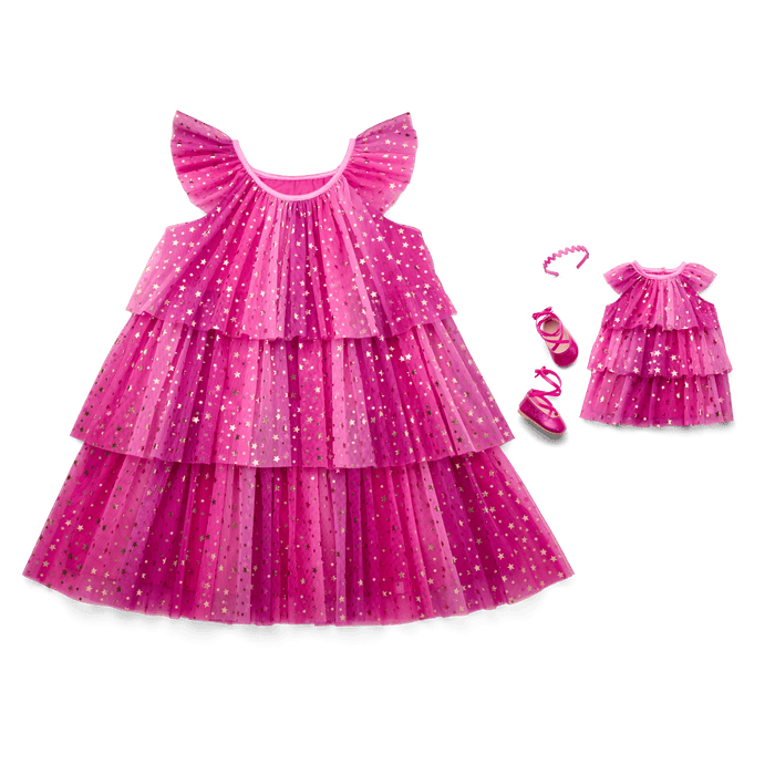 Pink Party-Ready Dresses for Girls & 18-inch Dolls