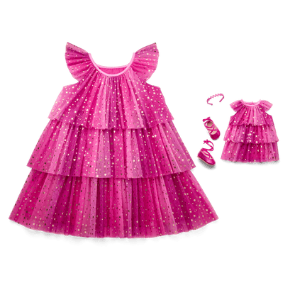 Pink Party-Ready Dresses for Girls & 18-inch Dolls