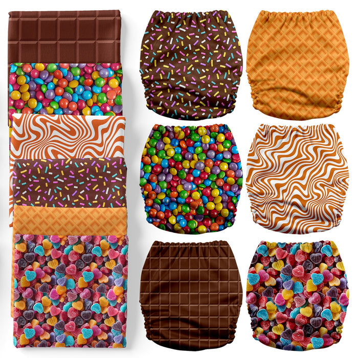 POCKET DIAPER 3.0 WITH INSERTS - 6 PACK(A-Candy and Cookies)