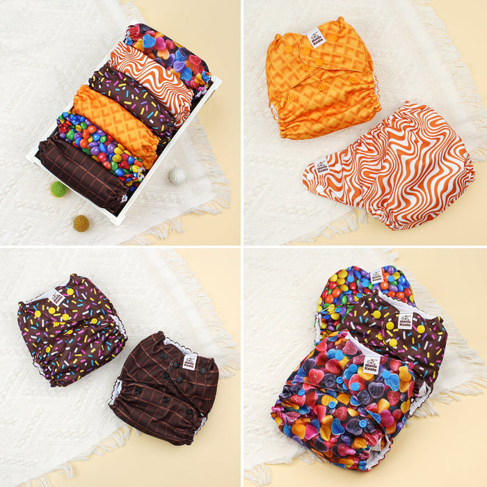 POCKET DIAPER 3.0 WITH INSERTS - 6 PACK(A-Candy and Cookies)