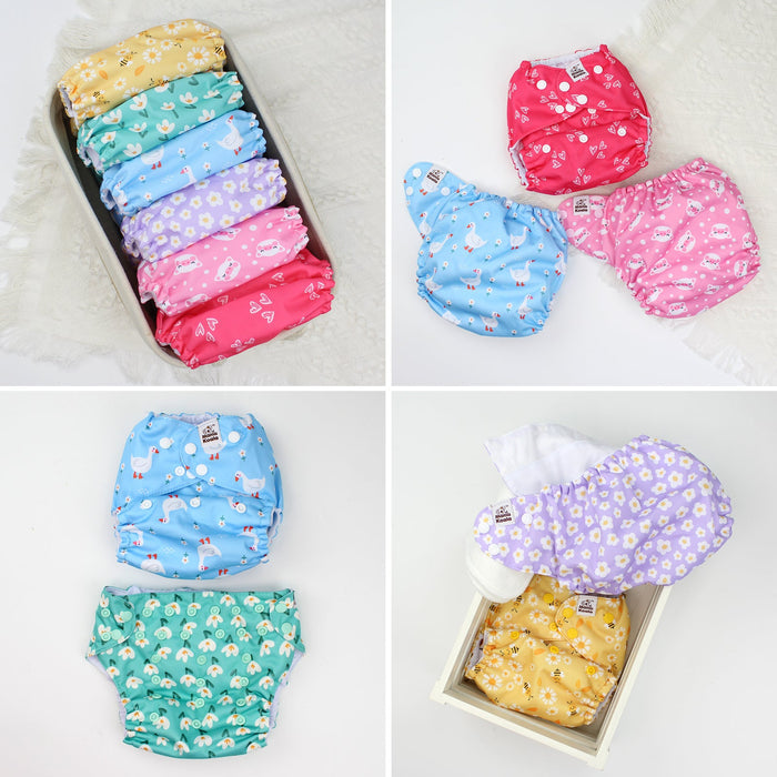 POCKET DIAPER 3.0 WITH INSERTS - 6 PACK(A-Flower Romance)