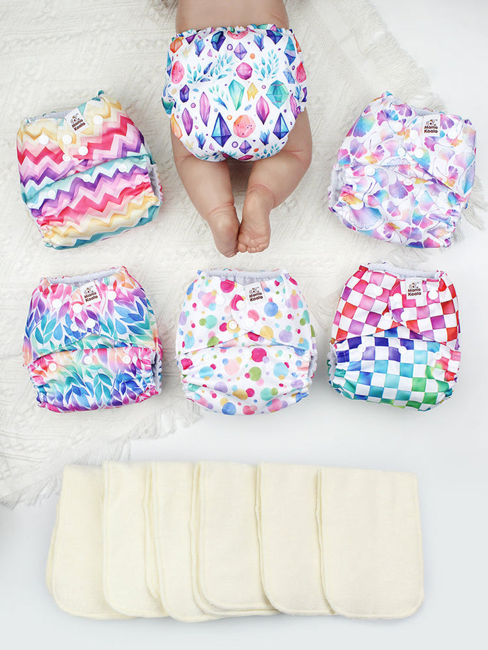 POCKET DIAPER 3.0 WITH INSERTS - 6 PACK(A-Gorgeous Dreams)