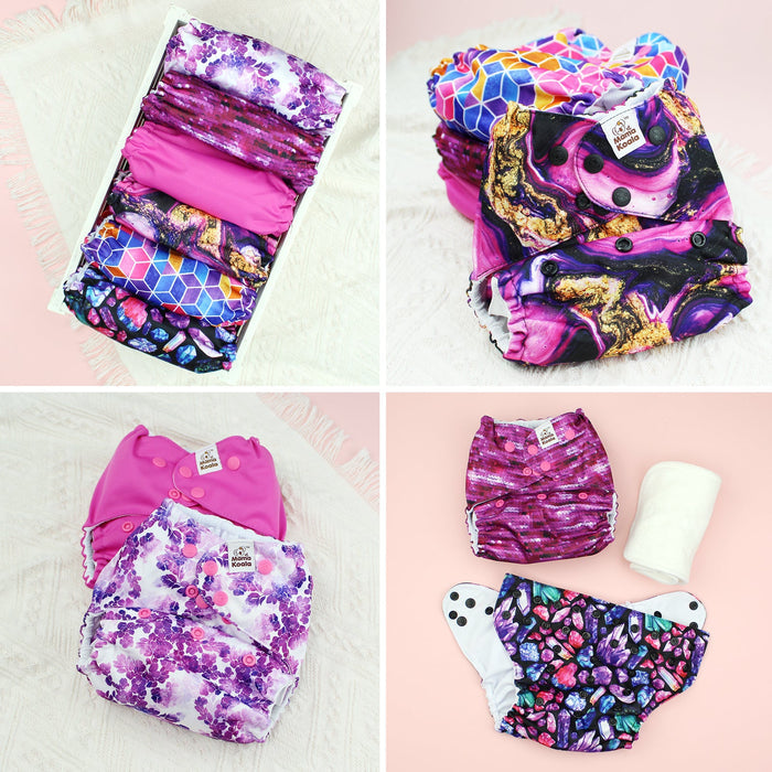 POCKET DIAPER 3.0 WITH INSERTS - 6 PACK(A-Purple One)
