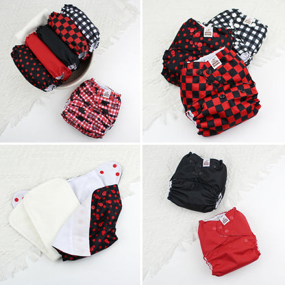 POCKET DIAPER 3.0 WITH INSERTS - 6 PACK(Black & Red)