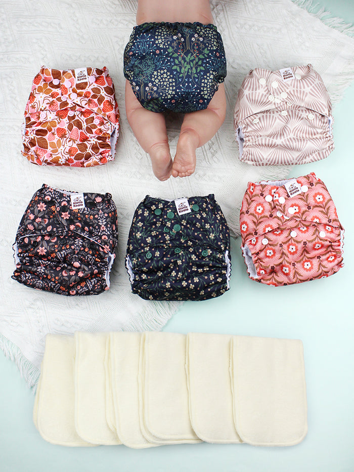 POCKET DIAPER 3.0 WITH INSERTS - 6 PACK(Blossom)