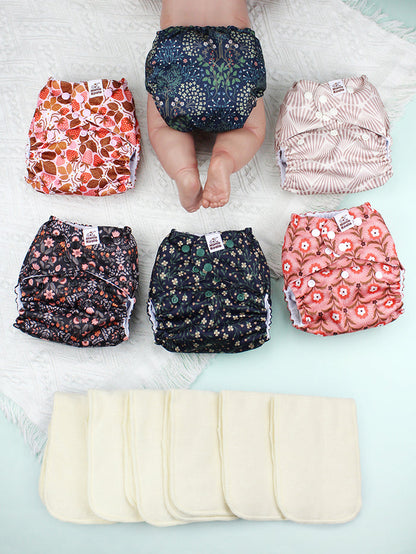 POCKET DIAPER 3.0 WITH INSERTS - 6 PACK(Blossom)