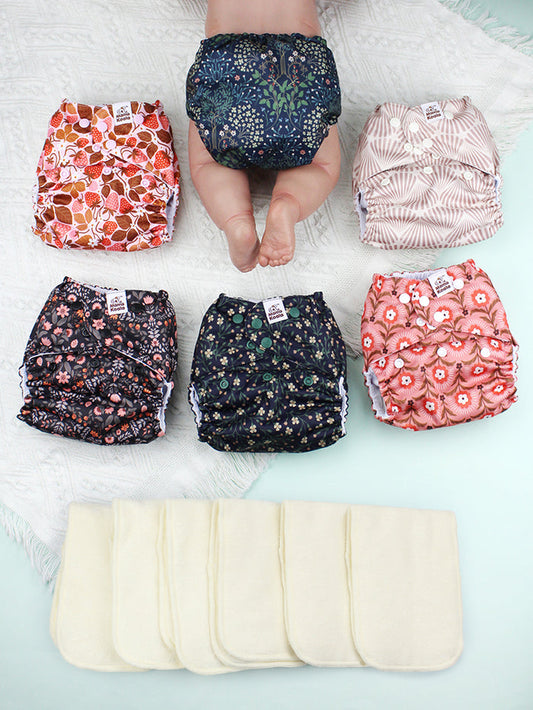 POCKET DIAPER 3.0 WITH INSERTS - 6 PACK(Blossom)