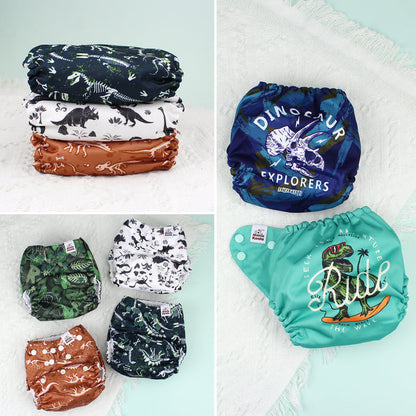 POCKET DIAPER 3.0 WITH INSERTS - 6 PACK(Cool Dinosaurs)