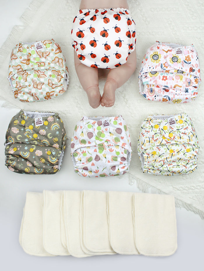 POCKET DIAPER 3.0 WITH INSERTS - 6 PACK(Critter Pals)