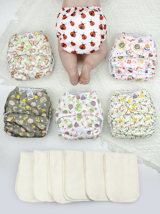 POCKET DIAPER 3.0 WITH INSERTS - 6 PACK(Critter Pals)