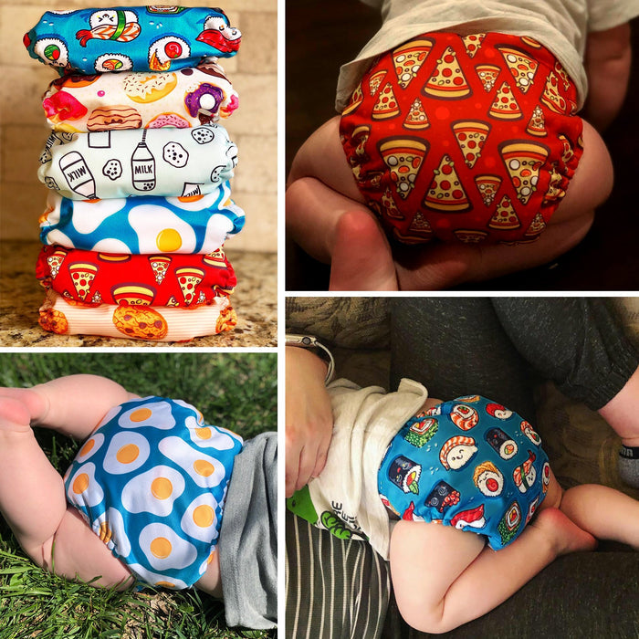 POCKET DIAPER 3.0 WITH INSERTS - 6 PACK(Food Meeting)