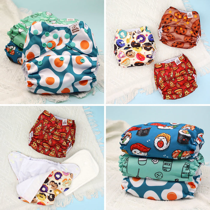 POCKET DIAPER 3.0 WITH INSERTS - 6 PACK(Food Meeting)