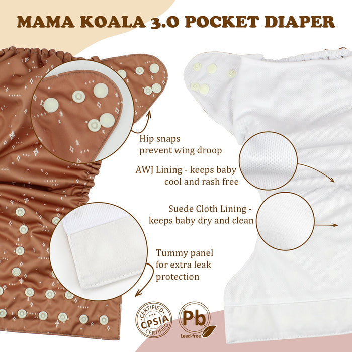 POCKET DIAPER 3.0 WITH INSERTS - 6 PACK(Food Meeting)