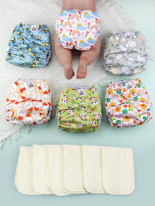 POCKET DIAPER 3.0 WITH INSERTS - 6 PACK(Happy Farm)