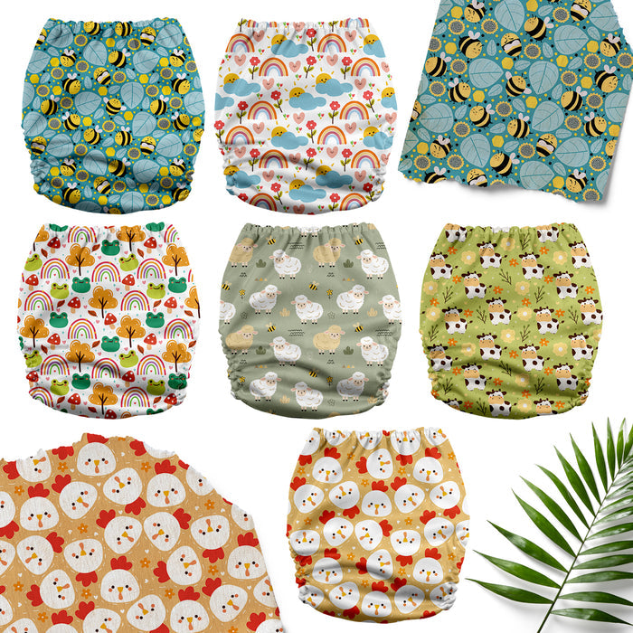 POCKET DIAPER 3.0 WITH INSERTS - 6 PACK(Happy Farm)