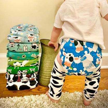 POCKET DIAPER 3.0 WITH INSERTS - 6 PACK(Happy Moo Time)