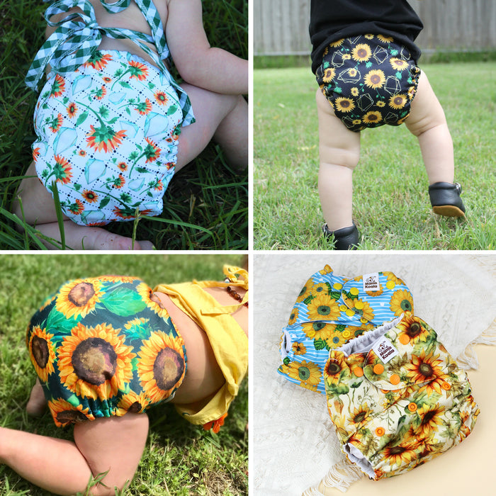 POCKET DIAPER 3.0 WITH INSERTS - 6 PACK(Sunflowers)