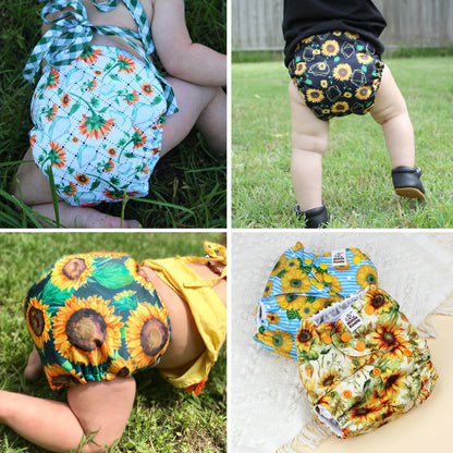 POCKET DIAPER 3.0 WITH INSERTS - 6 PACK(Sunflowers)