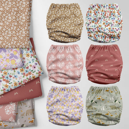 POCKET DIAPER 3.0 WITH INSERTS - 6 PACK(Wild Flowers)