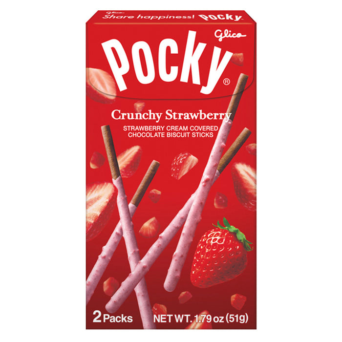 Pocky Crunchy Strawberry Chocolate Cookie Sticks - 10 Count - 1.79 OZ