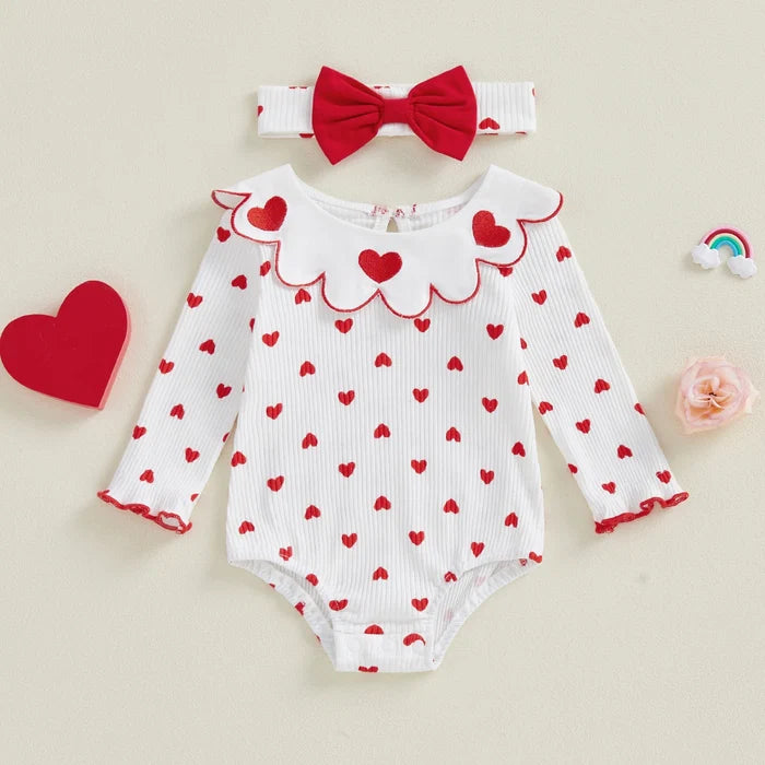 POLKA HEARTS Collar Romper