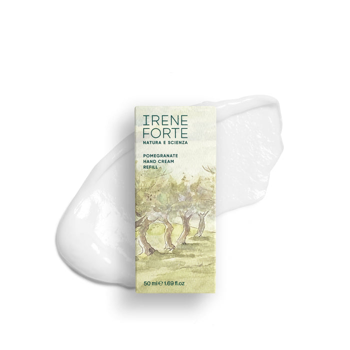 Irene Forte hand cream refill with eco-friendly and certified B Corp logos on a white background