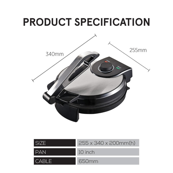 PowerPac 10inch Instant Roti Maker/ Chapati Maker / Fluffy Roti / Non-stick (PPT926)