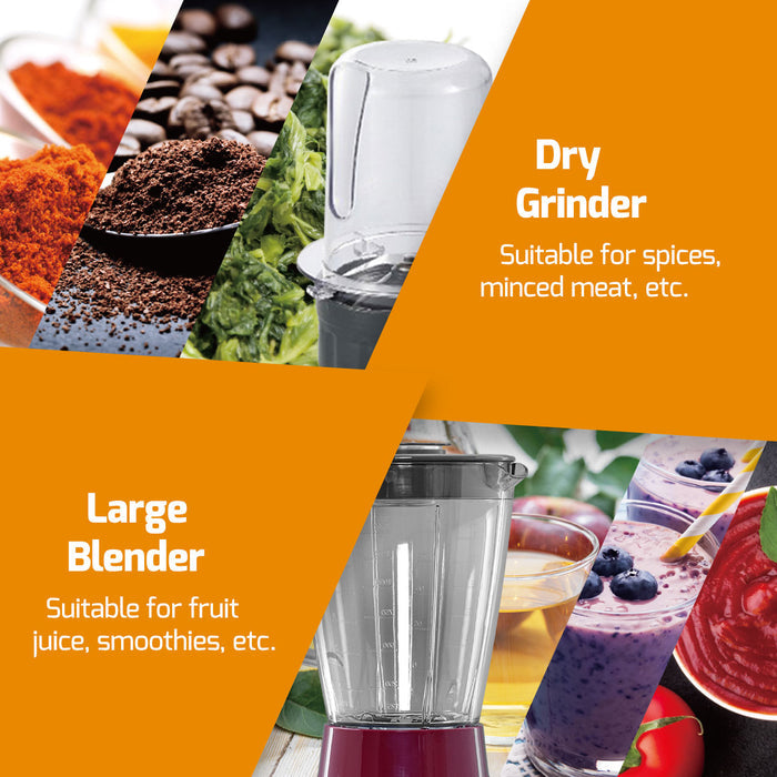 PowerPac 2 IN 1 Blender For Grinding 0.5L & Blending 1.5L (PPBL900)