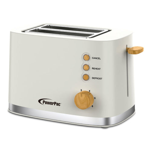 PowerPac 2 Slice Bread Toaster with Auto POP UP (PPT05) White