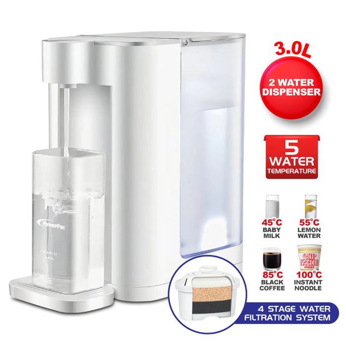 PowerPac 3L Instant Water Dispenser Hot & Room Temperature, 5 Temperature, Safety Lock, Water Purifier, Water Filters(PPA70/2)