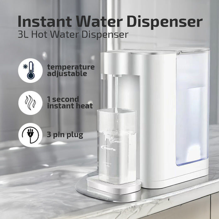 PowerPac 3L Instant Water Dispenser Hot & Room Temperature, 5 Temperature, Safety Lock, Water Purifier, Water Filters(PPA70/2)