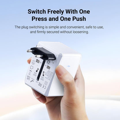 PowerPac 45W Universal Travel Adapter + USB Smart & Fast Charger – Multi Sockets & Plugs, Neon LED, PP7966