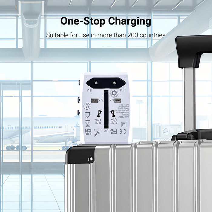 PowerPac 45W Universal Travel Adapter + USB Smart & Fast Charger – Multi Sockets & Plugs, Neon LED, PP7966