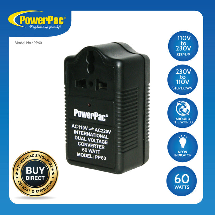 PowerPac 60W Step Up & Down Voltage Converter, Transformer, Travel Adapter, 110V / 220V (PP60)