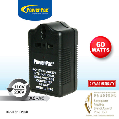 PowerPac 60W Step Up & Down Voltage Converter, Transformer, Travel Adapter, 110V / 220V (PP60)