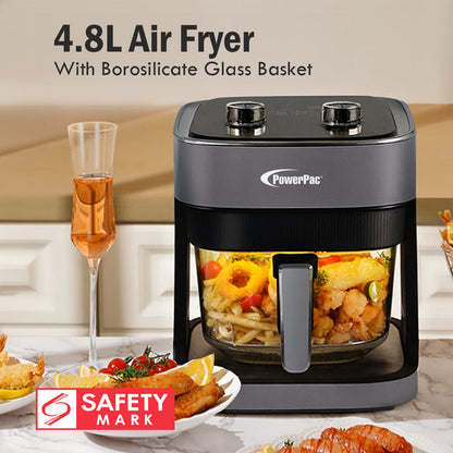 PowerPac Air Fryer 4.8L with Tempered Glass Basket (PPAF345)