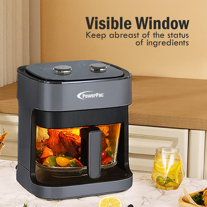 PowerPac Air Fryer 4.8L with Tempered Glass Basket (PPAF345)